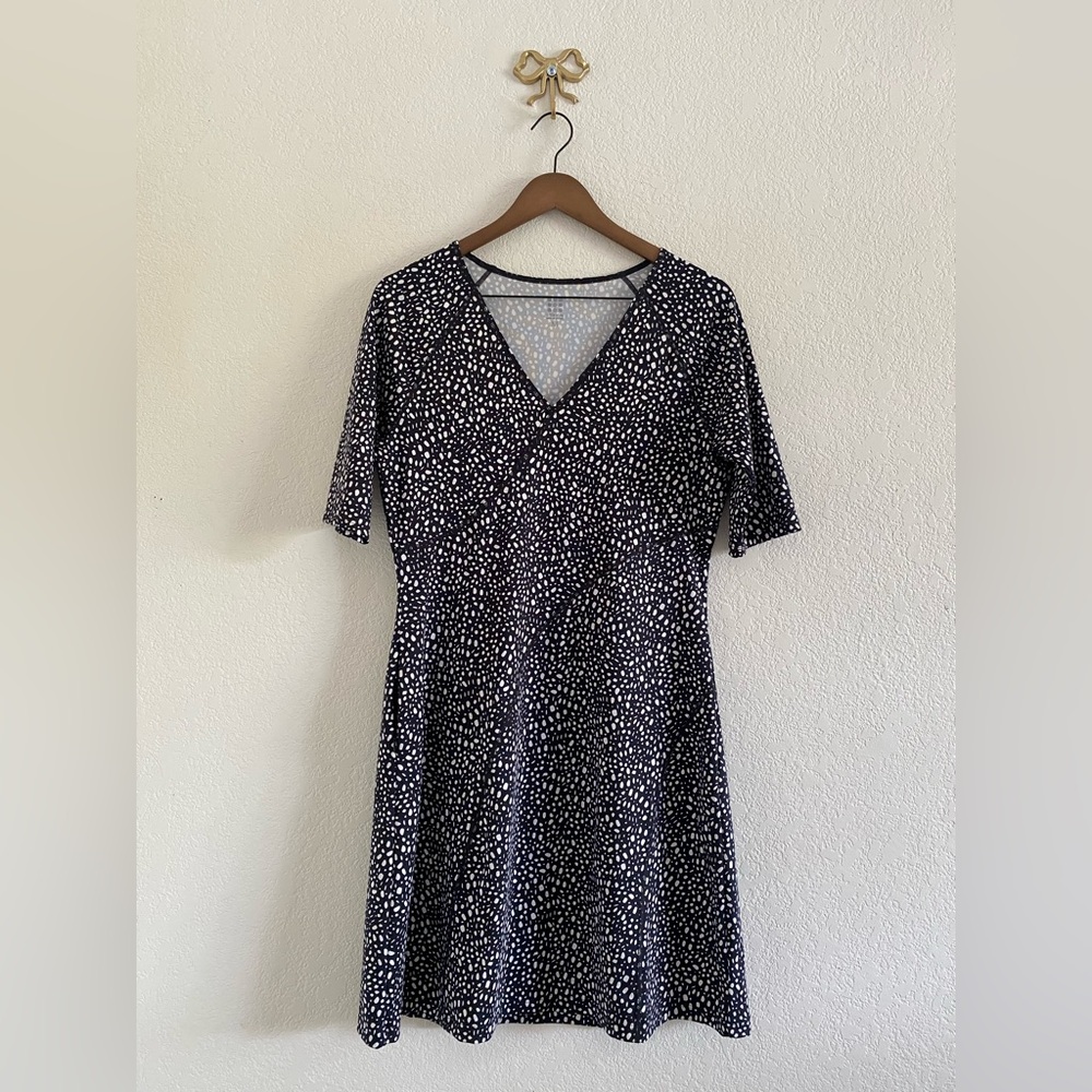 Title Nine Sayonara Cafe Sleeve Black White Dot Active Athletic Dress Size M